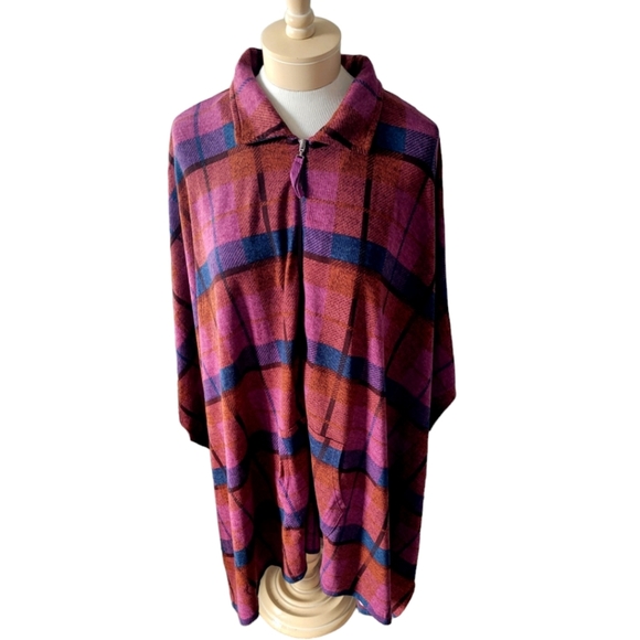 Stan Herman Luxe Knit Half Zip Plaid Pop Over Tunic Top Plus Size 1X NWOT - Picture 3 of 10